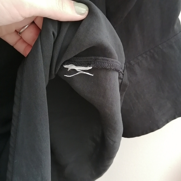 Free People Walk This Way Off the Shoulder Black Satin Button Blouse Small - Picture 10 of 14